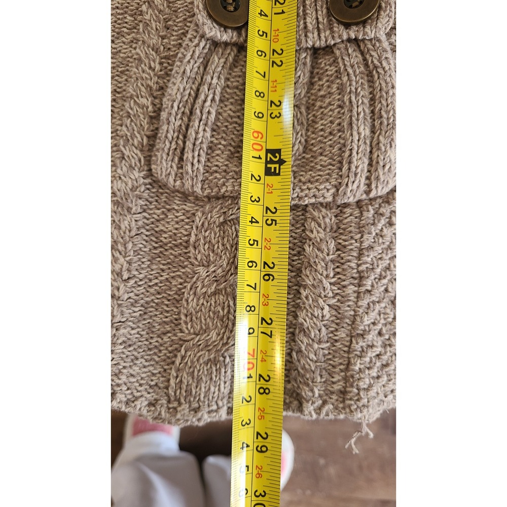 Style & Co Womens Cable Knit Sweater Dress Taupe Short Sleeve Pockets Size xs/s - Picture 4 of 5